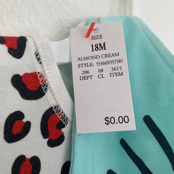 NWT Girls 18M Baby Cat & Jack Two Piece Cat Print Outfit Bib Set Big Cat Cheetah - Picture 9 of 11